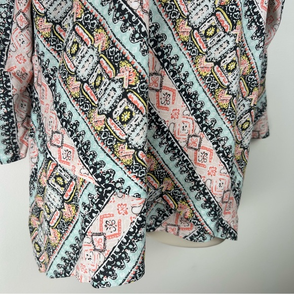 New Directions 3/4 Bell Sleeve Pastel Print Tunic sz XL Boho Office Comfortable - Picture 5 of 11